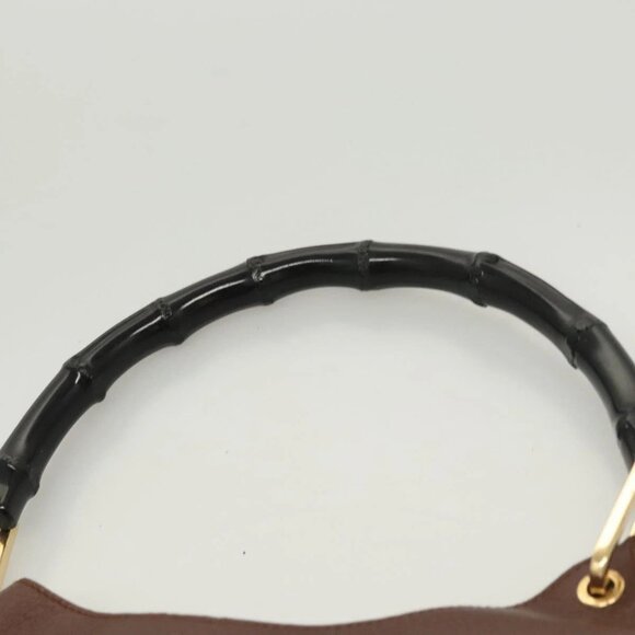 GUCCI Bamboo Shoulder Bag Leather Brown Gold 001 1880 Auth am8464 - Picture 9 of 16